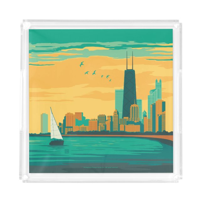 Chicago, IL - Enjoy the Lakefront Acrylic Tray (Front)