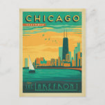 Chicago, IL - Enjoy the Lakefront Postcard<br><div class="desc">Anderson Design Group is an award-winning illustration and design firm in Nashville,  Tennessee. Founder Joel Anderson directs a team of talented artists to create original poster art that looks like classic vintage advertising prints from the 1920s to the 1960s.</div>