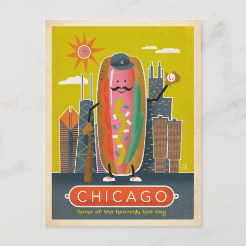 Chicago IL _ Hot Dog Postcard