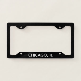 Chicago IL, Illinois Black  License Plate Frame