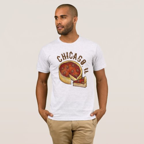 Chicago IL Illinois Deep Dish Pepperoni Pizza Food T_Shirt