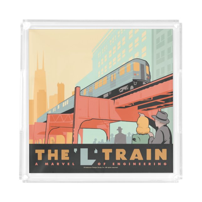 Chicago, IL - 'L' Train Acrylic Tray (Front)