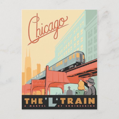 Chicago IL _ L Train Postcard