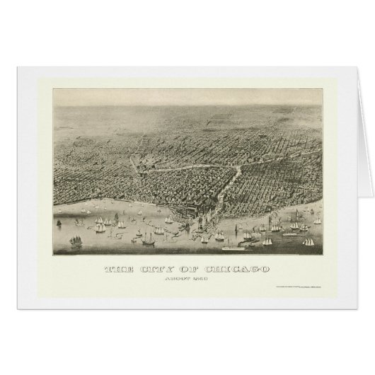 Chicago, IL Panoramic Map - 1860 Cards (Front Horizontal)