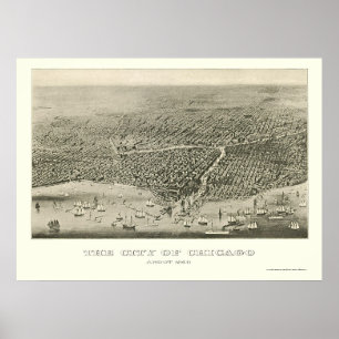 Chicago, IL Panoramic Map - 1860 Poster