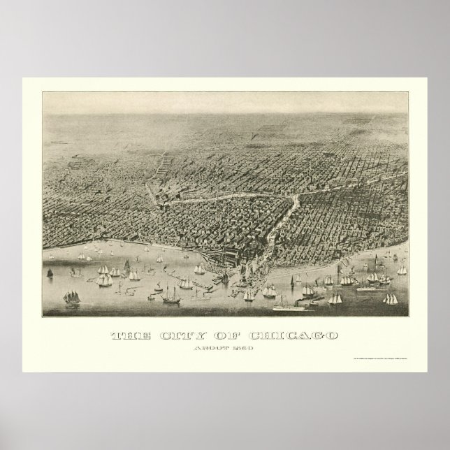 Chicago, IL Panoramic Map - 1860 Poster (Front)