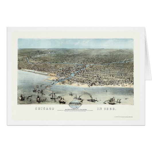 Chicago, IL Panoramic Map - 1868 Cards (Front Horizontal)