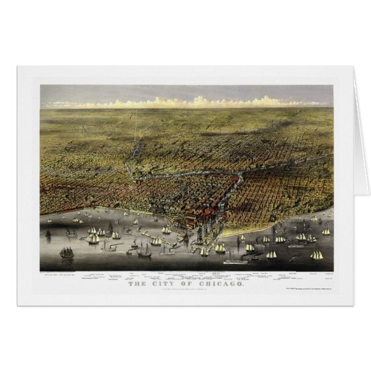 Chicago, IL Panoramic Map - 1874 Cards (Front Horizontal)
