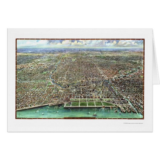 Chicago, IL Panoramic Map - 1916 Cards (Front Horizontal)