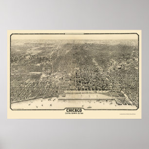 Chicago, IL Panoramic Map - 1916 Poster