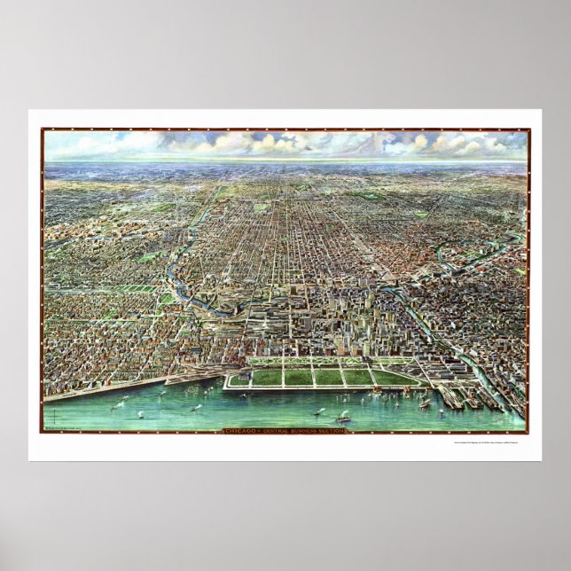Chicago, IL Panoramic Map - 1916 Poster (Front)