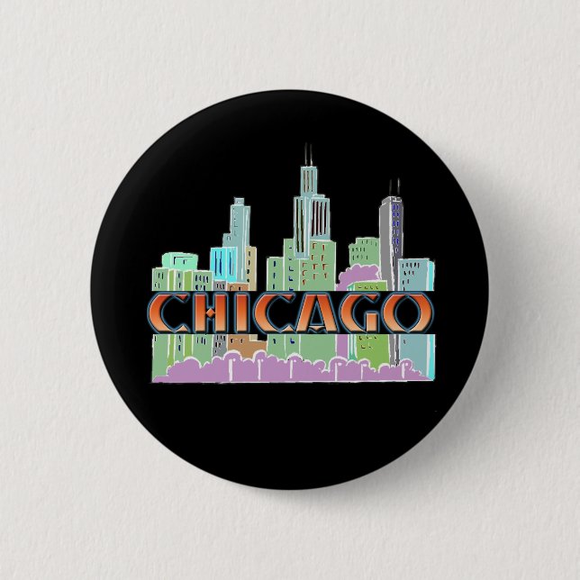 Chicago IL Pinback Button (Front)