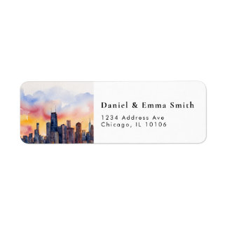 Chicago IL Skyline City Return Address Label