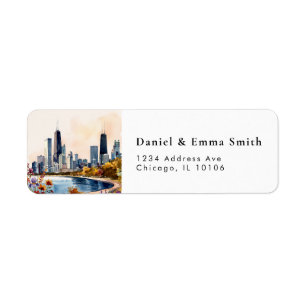Chicago IL Skyline City Urban Return Address Label