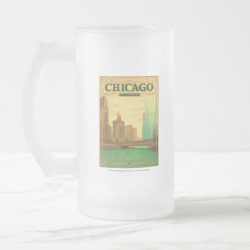 Chicago IL _ St Patricks Day Frosted Glass Beer Mug