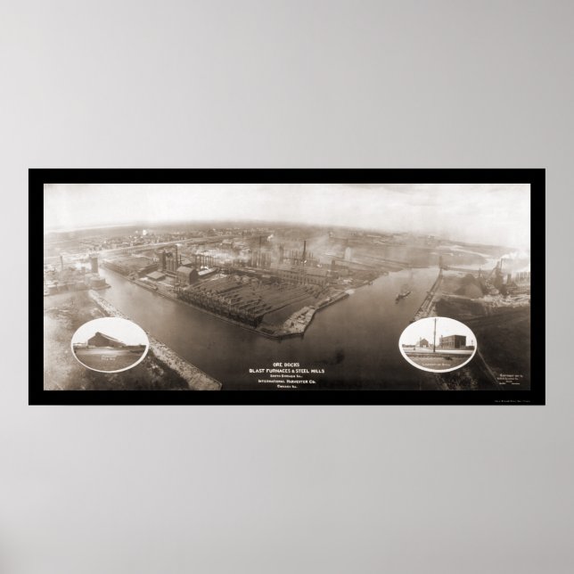 Chicago, IL Steel Mill Photo 1907 Poster (Front)