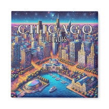Chicago Illinois 3 Souvenir Fridge Magnet