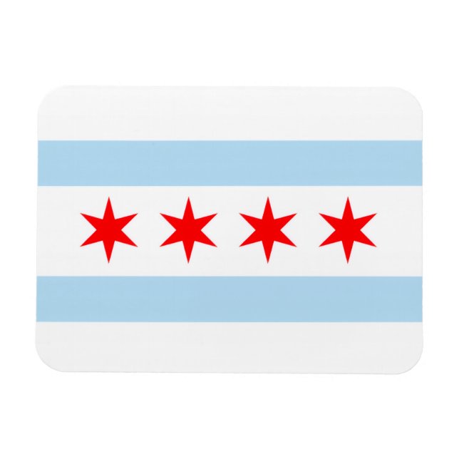 Chicago Illinois 4 Stars Vintage Travel Magnet (Horizontal)