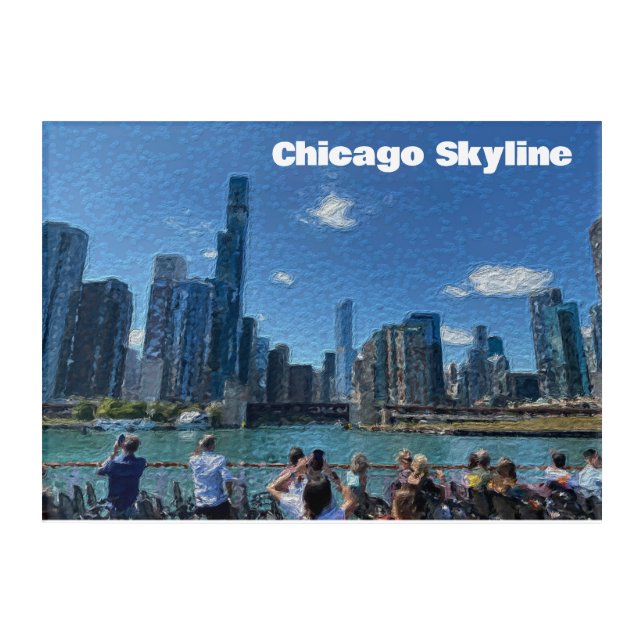 Chicago, Illinois Abstract Skyline Acrylic Print (Front)