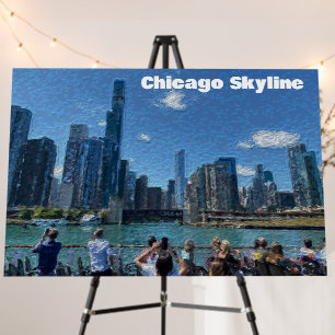 Chicago, Illinois Abstract Skyline Foam Board