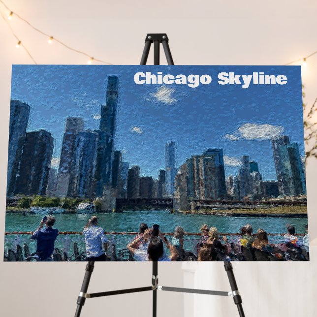 Chicago, Illinois Abstract Skyline  Foam Board (In Situ (Stand))