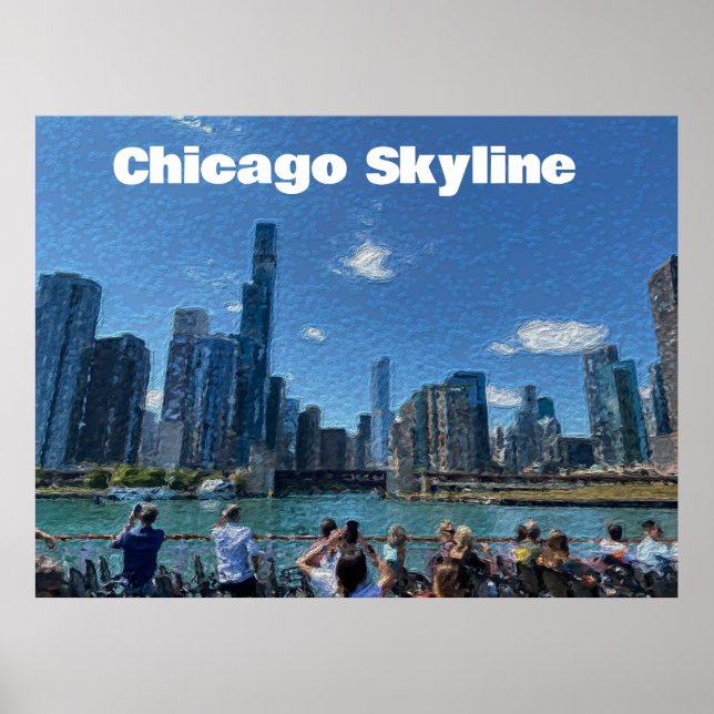 Chicago, Illinois Abstract Skyline  Poster (Front)