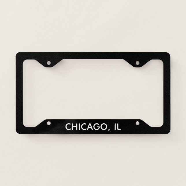 Chicago Illinois Black  License Plate Frame (Front)
