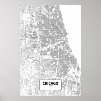 Chicago, Illinois (black on white) Poster