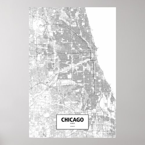 Chicago Illinois black on white Poster
