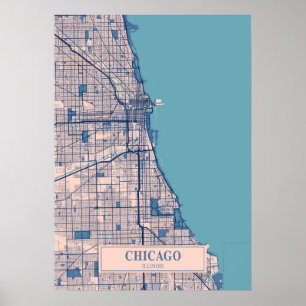 Chicago - Illinois Breezy City Map Poster