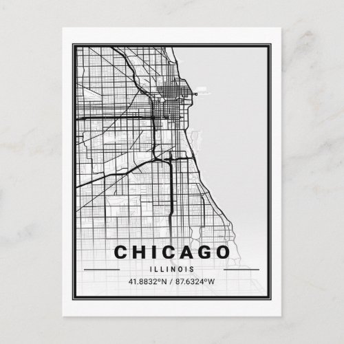 Chicago Illinois Carolina USA Travel City Map Postcard