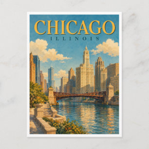 Chicago Illinois Chicago River GeoSaga Postcard