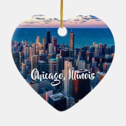 Chicago Illinois Christmas Keepsake Souvenir Ceramic Ornament