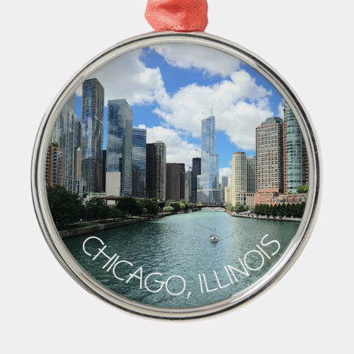 Chicago Illinois Christmas Keepsake Souvenir Metal Ornament