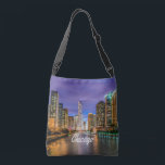 Chicago Illinois City At Night Crossbody Bag<br><div class="desc">Chicago Illinois City At Night
This beautiful windy city is your to take home
John Hancock Center
Chicago River</div>