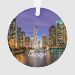 Chicago Illinois City At Night Ornament