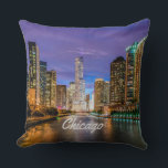 Chicago Illinois City At Night Throw Pillow<br><div class="desc">Chicago Illinois City At Night
This beautiful windy city is your to take home
John Hancock Center
Chicago River</div>