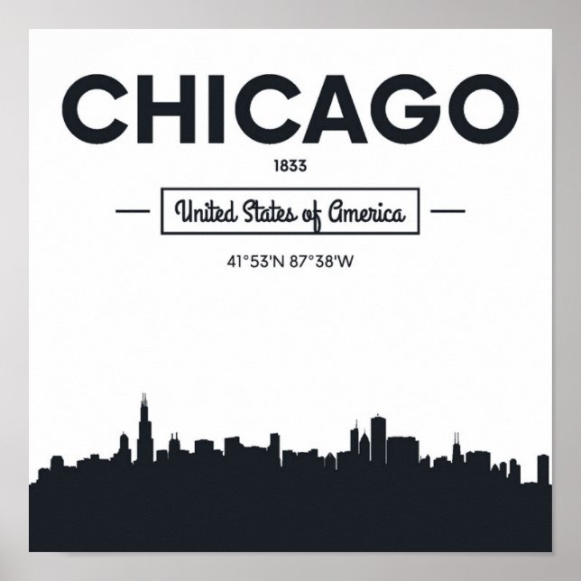 Chicago, Illinois | City Coordinates Poster (Front)