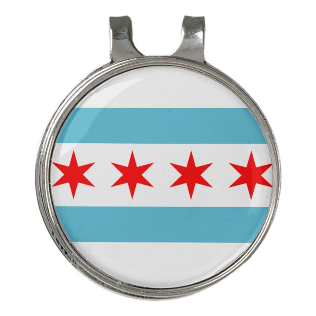 Chicago (Illinois) city flag Golf Hat Clip (Front)