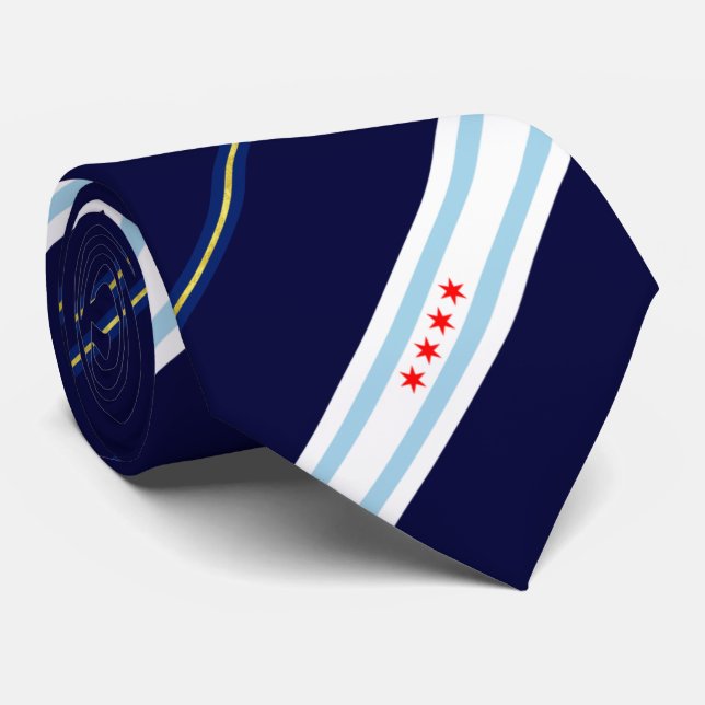 Chicago (Illinois) city flag Neck Tie (Rolled)