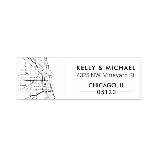 Chicago Illinois City Map  Custom Address Self_inking Stamp