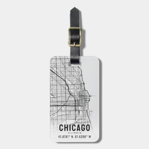 Chicago Illinois City Map Topography Luggage Tag