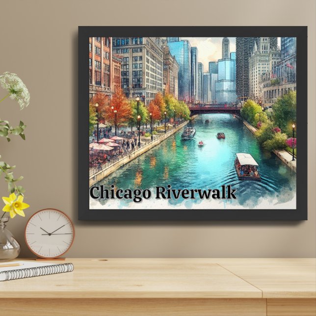 Chicago Illinois City River Framed  Framed Art (Table Top)