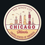 Chicago Illinois City Skyline Emblem Magnet<br><div class="desc">Chicago minimalist,  colorful art design featuring monuments and landmarks of the city in Illinois.</div>