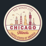 Chicago Illinois City Skyline Emblem Magnet<br><div class="desc">Chicago minimalist,  colorful art design featuring monuments and landmarks of the city in Illinois.</div>