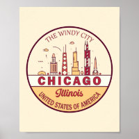 Chicago Illinois City Skyline Emblem
