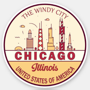 Chicago Illinois City Skyline Emblem Sticker