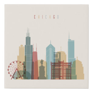 Chicago,Illinois City Skyline Faux Canvas Print