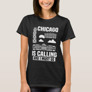 Chicago Illinois City Skyline Map Travel T-Shirt