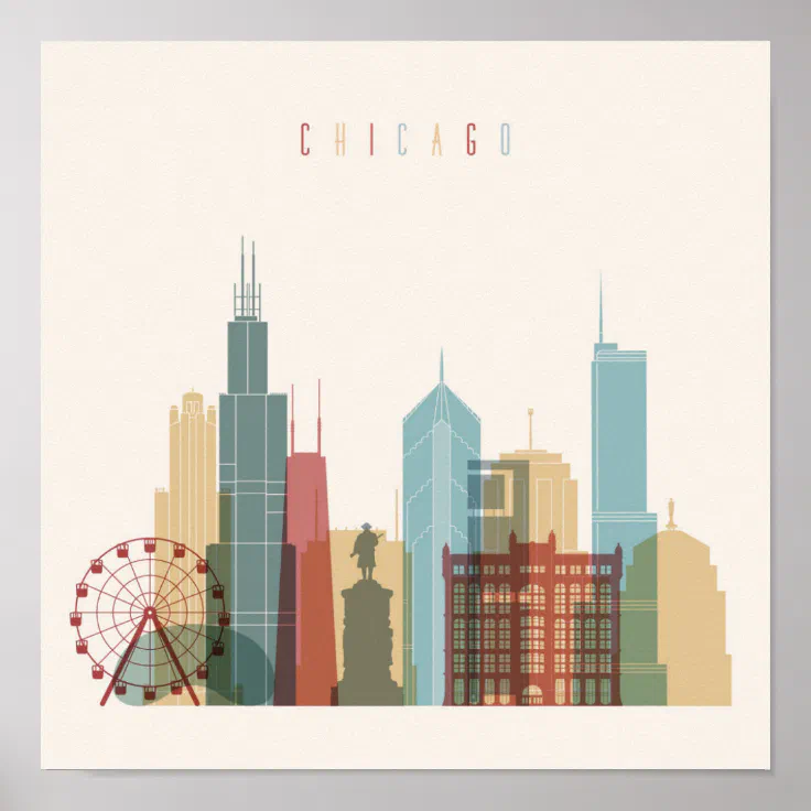 Chicago,Illinois | City Skyline Poster | Zazzle